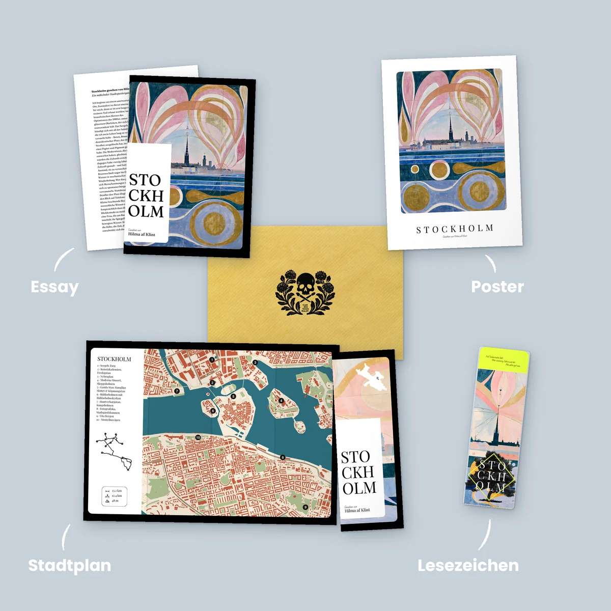 Ausgabe Stockholm, gesehen von Hilma af Klint: Essay, Poster, Stadtplan, Lesezeichen und Umschlag