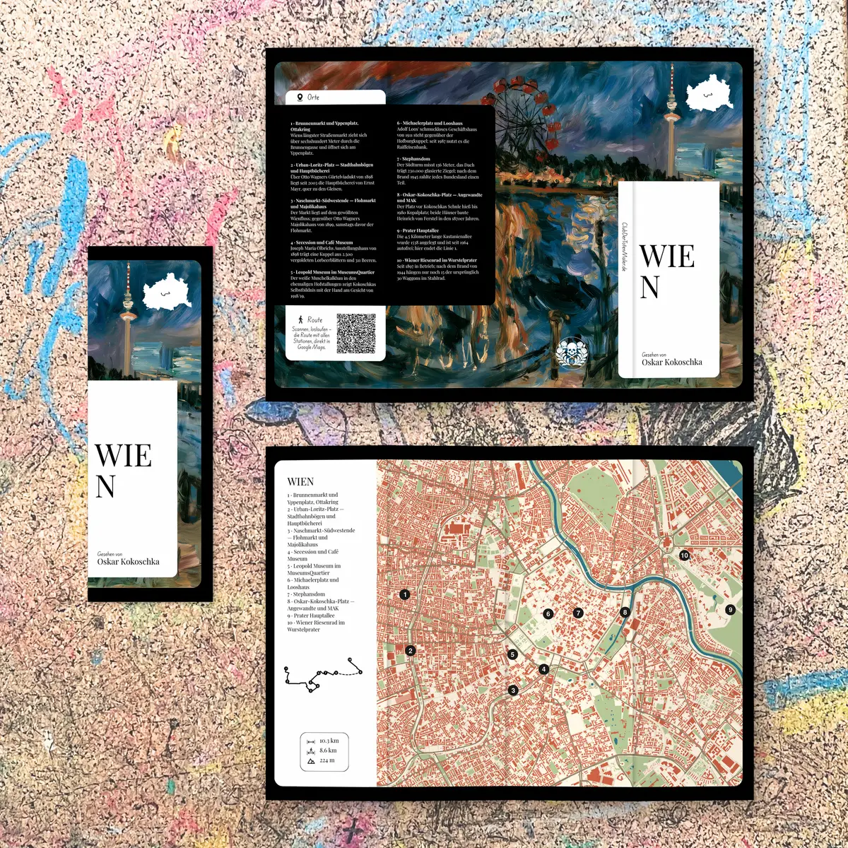 Stadtplan Wien, aufgefaltetes Mockup