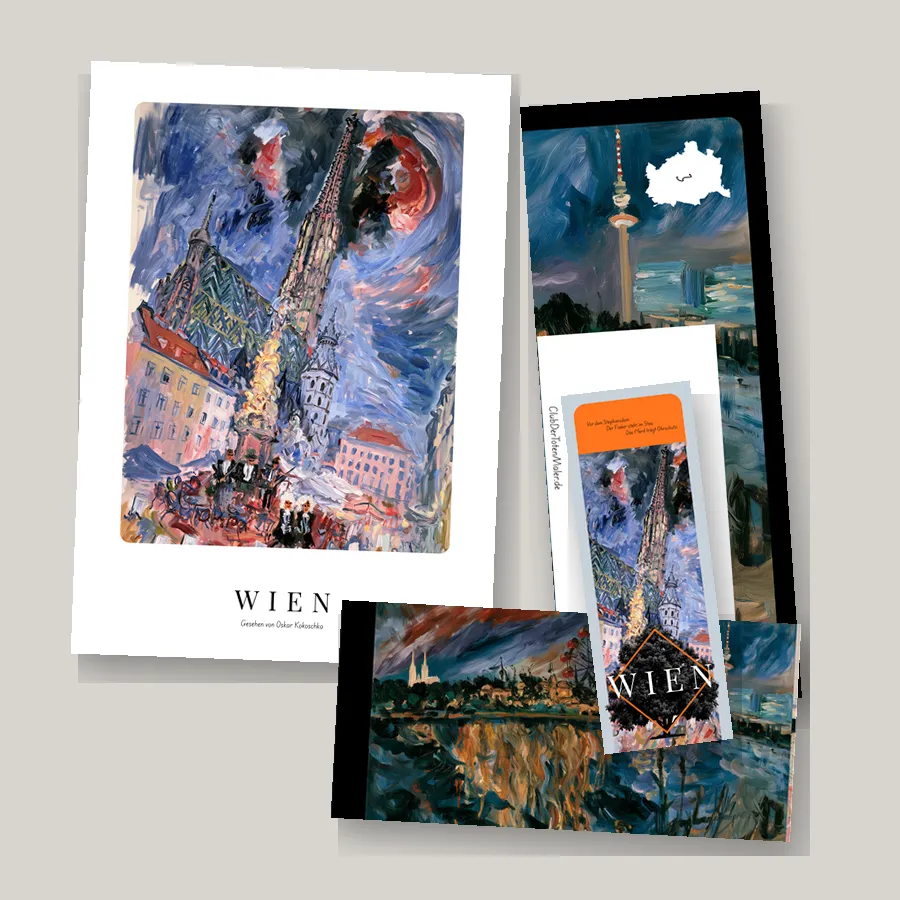 Ausgabe Wien: Stadtplan, Poster, Titelseite und Lesezeichen